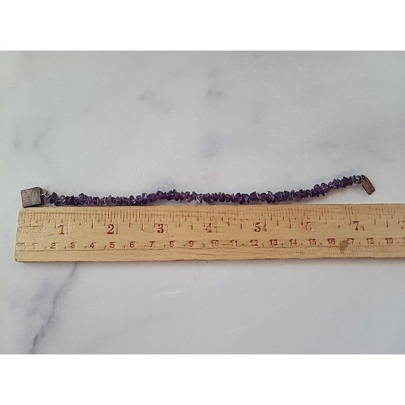 Vintage 925 Friends Clasp Amethyst Beaded Bracelet - Picture 9 of 10